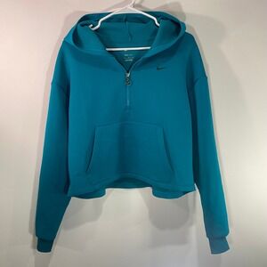 Nike Dri-FIT Half Zip Pullover‎ Hoodie Teal Blue Activewear Top Size M